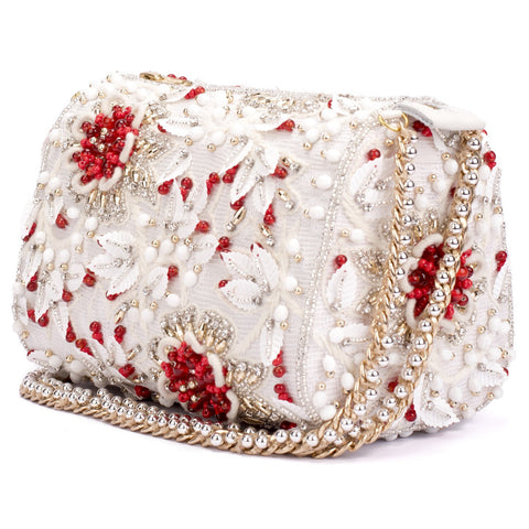 Ruche & Hues Red Splash Crystal Slingbag White/Red - Pret A Mode - 1