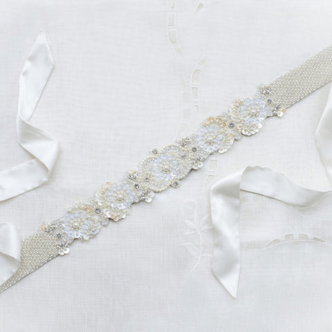 Ruche & Hues Pearl Evan Crystal Belt Silver - Pret A Mode - 1