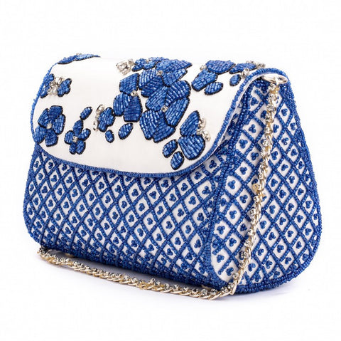 Ruche & Hues Vintage Web Baguette Ivory/Blue - Pret A Mode - 1