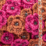 Ruche & Hues Floral Crystals Raffia Baguette Pink/Orange - Pret A Mode - 4