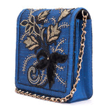 Ruche & Hues Royal Floral Silk Messenger Blue/Gold - Pret A Mode - 1