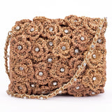 Ruche & Hues Floral Crystals Raffia Baguette Gold - Pret A Mode - 3
