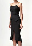 Black Strap Midi Dress