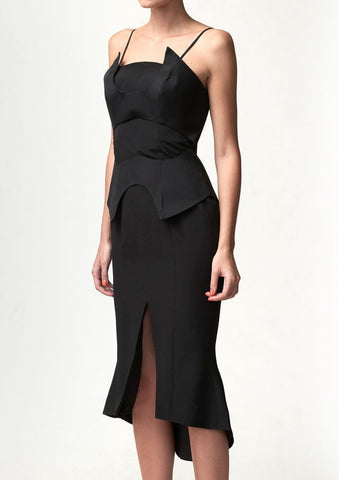 Black Strap Midi Dress