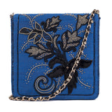 Ruche & Hues Royal Floral Silk Messenger Blue/Gold - Pret A Mode - 2