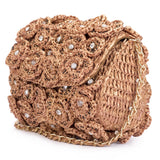 Ruche & Hues Floral Crystals Raffia Baguette Gold - Pret A Mode - 1