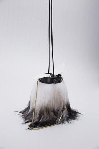 Adolescence Revolution | Cylinder Shoulder Bag | Black | Goat Fur - Pret A Mode - 1