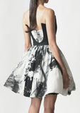 Ink Print Fit and Flare Mini Dress
