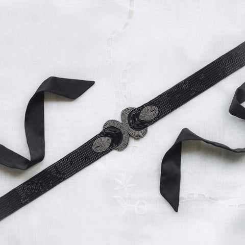 Ruche & Hues Coral Cora Beaded Belt Black/Grey - Pret A Mode - 1