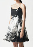 Ink Print Fit and Flare Mini Dress