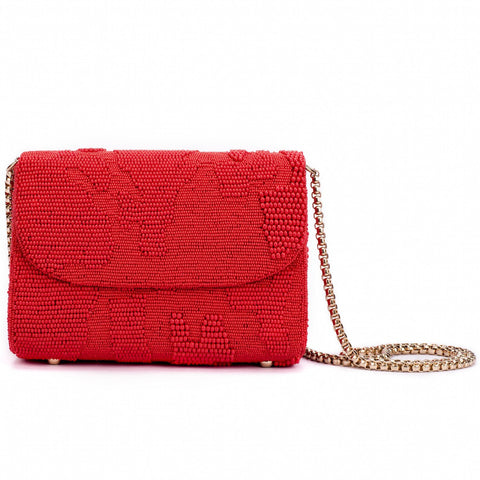 Ruche & Hues Abstract Beaded Baguette Red - Pret A Mode - 1