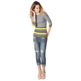 Knitted pullover in rib with stripes - Pret A Mode - 3