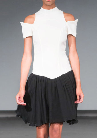 White Open Shoulder Mini Dress