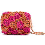 Ruche & Hues Floral Crystals Raffia Baguette Pink/Orange - Pret A Mode - 2