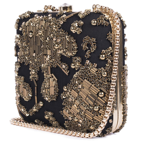 Ruche & Hues Vintage Rust Minaudière Black/Gold - Pret A Mode - 1