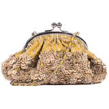 Ruche & Hues Floral Crystals Leather Minaudière Yellow - Pret A Mode - 2
