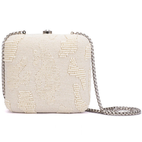 Ruche & Hues Abstract Beaded Minaudière Ivory - Pret A Mode - 1