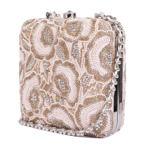 Ruche & Hues Pink Bliss Crystal Minaudière Pink/Gold - Pret A Mode - 1