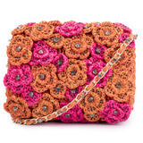 Ruche & Hues Floral Crystals Raffia Baguette Pink/Orange - Pret A Mode - 3