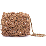 Ruche & Hues Floral Crystals Raffia Baguette Gold - Pret A Mode - 2