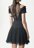 Black Open Shoulder Mini Dress