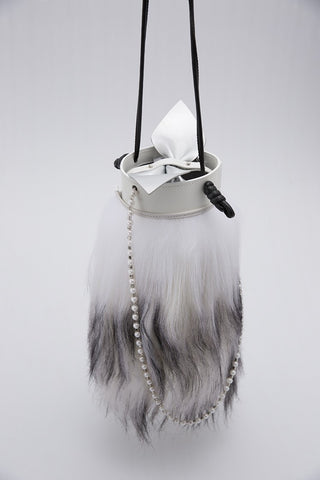 Adolescence Revolution | Cylinder Shoulder Bag | White | Goat Fur - Pret A Mode - 1